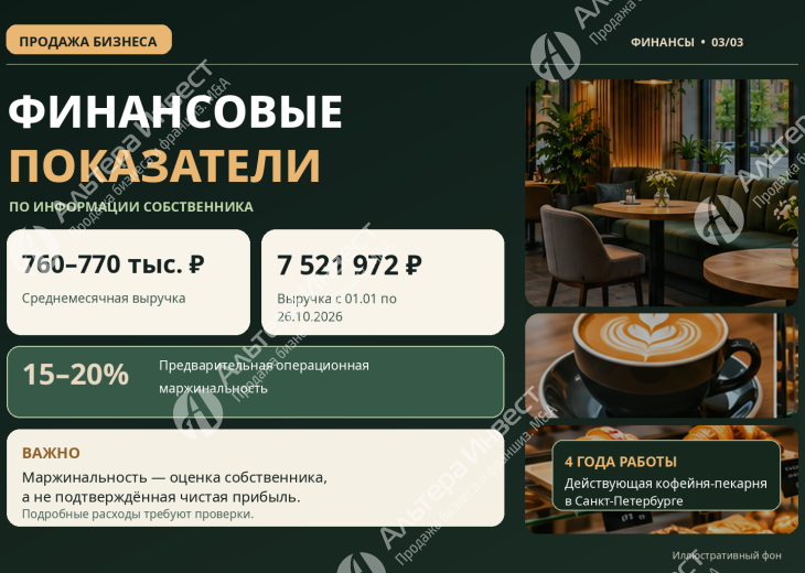 Кофейня-пекарня у метро | 4 года работы | Выручка 770 тыс. ₽ Фото - 3