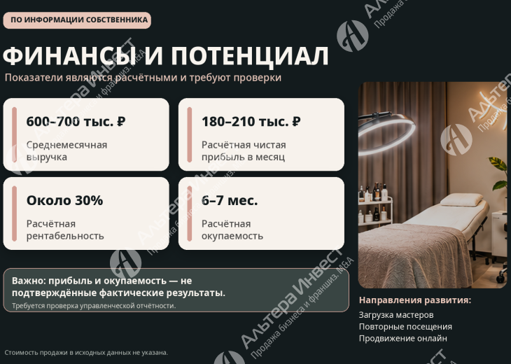 Студия красоты в СПб | Прибыль до 210 тыс. ₽ | Готовая команда Фото - 3