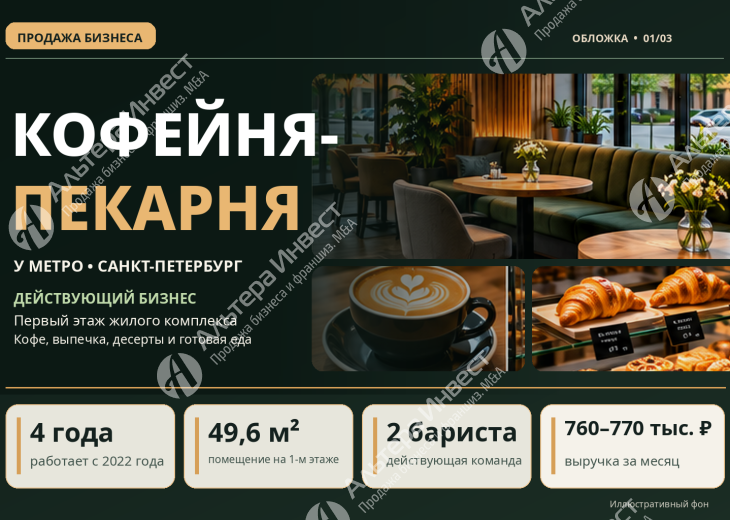 Кофейня-пекарня у метро | 4 года работы | Выручка 770 тыс. ₽ Фото - 1