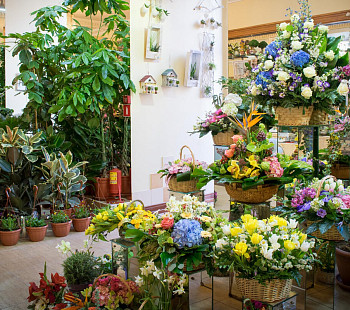 Магазин цветов в оживлённом районе